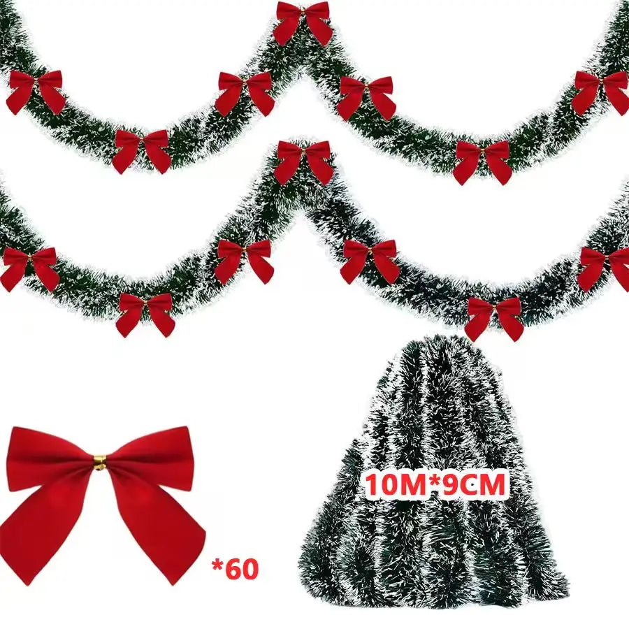 Kerstslinger groen tinsel met strikjes