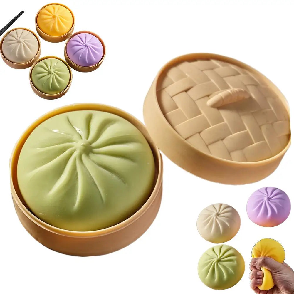 Kleurrijke Dumpling Stressbal Fidget Toy met Stoommandje