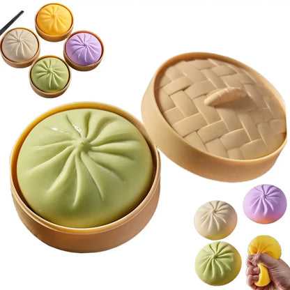 Kleurrijke Dumpling Stressbal Fidget Toy met Stoommandje
