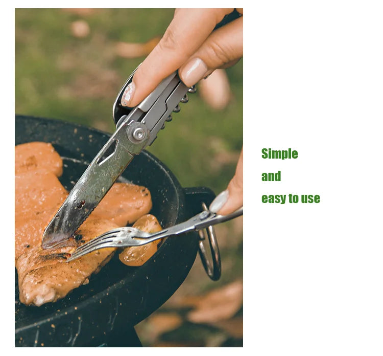 Opvouwbare Bestekset RVS met Blikopener voor Outdoor