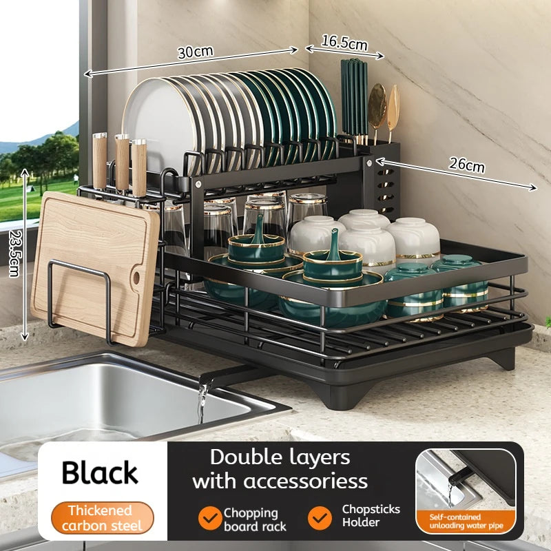 Adjustable Dish Drying Rack Over Sink with Swivel Spout