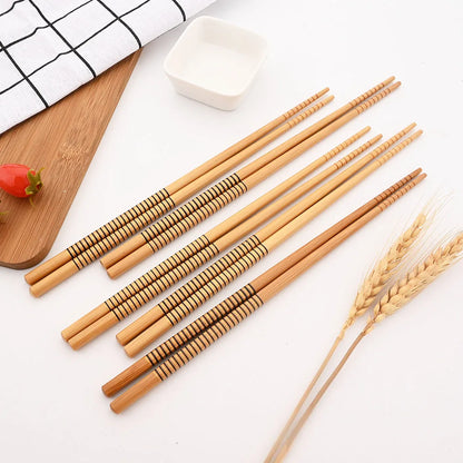 Huismerken Handgemaakte Bamboe Eetstokjes Set Vijf Paren Met Bloemenmotief Multikleur Voor Sushi Liefhebbers