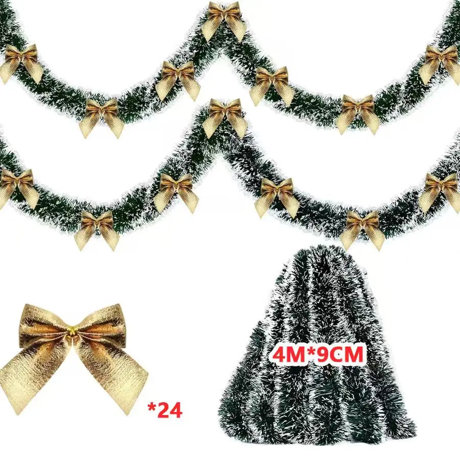 Kerstslinger groen tinsel met strikjes