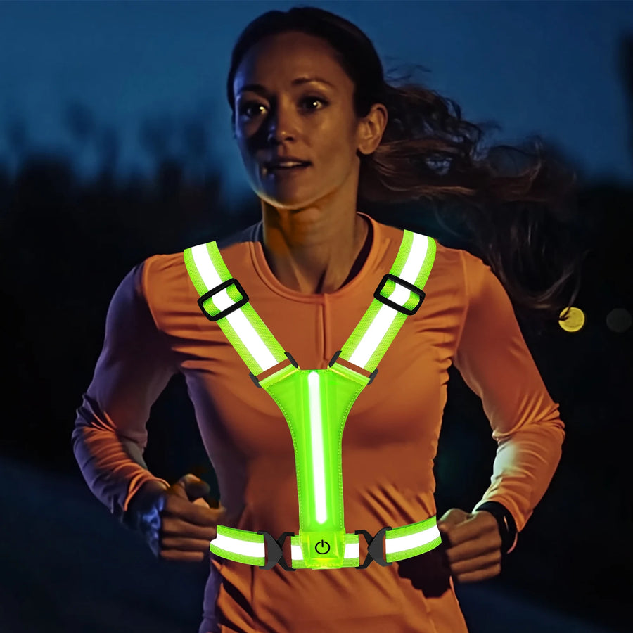 LED Safety Vest USB Rechargeable | High Visibility for Night Sports
