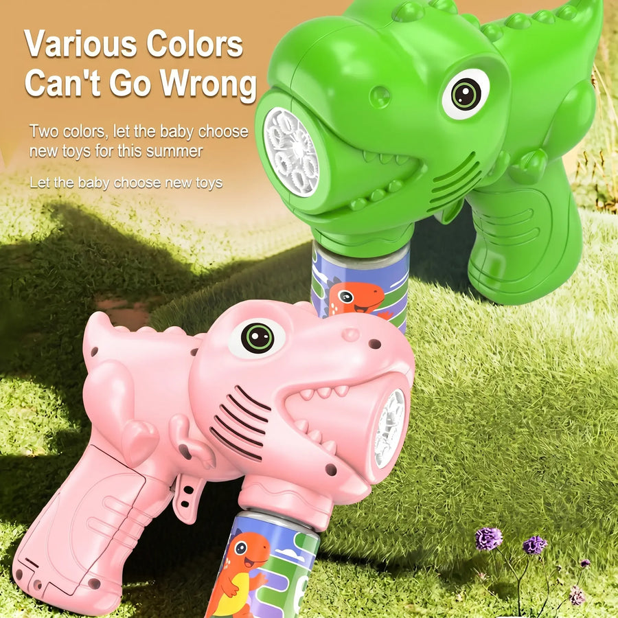 Dinosaur Bubble Machine with Light and 6 Holes – Portable for Outdoor Use
