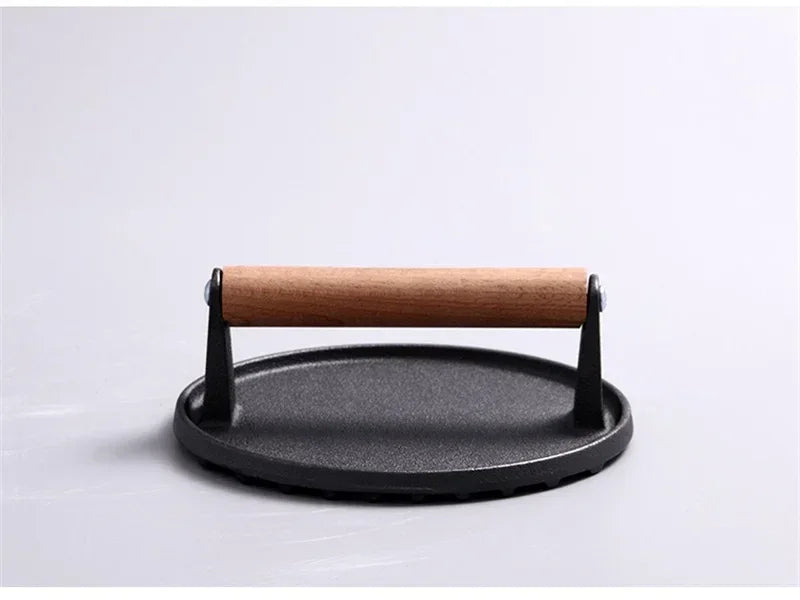Rectangular Cast Iron Meat Press for Burgers and Steaks