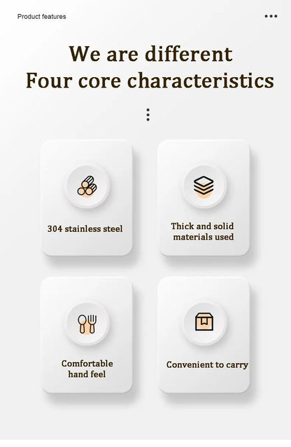 Draagbare RVS Bestekset met Lepel en Vork