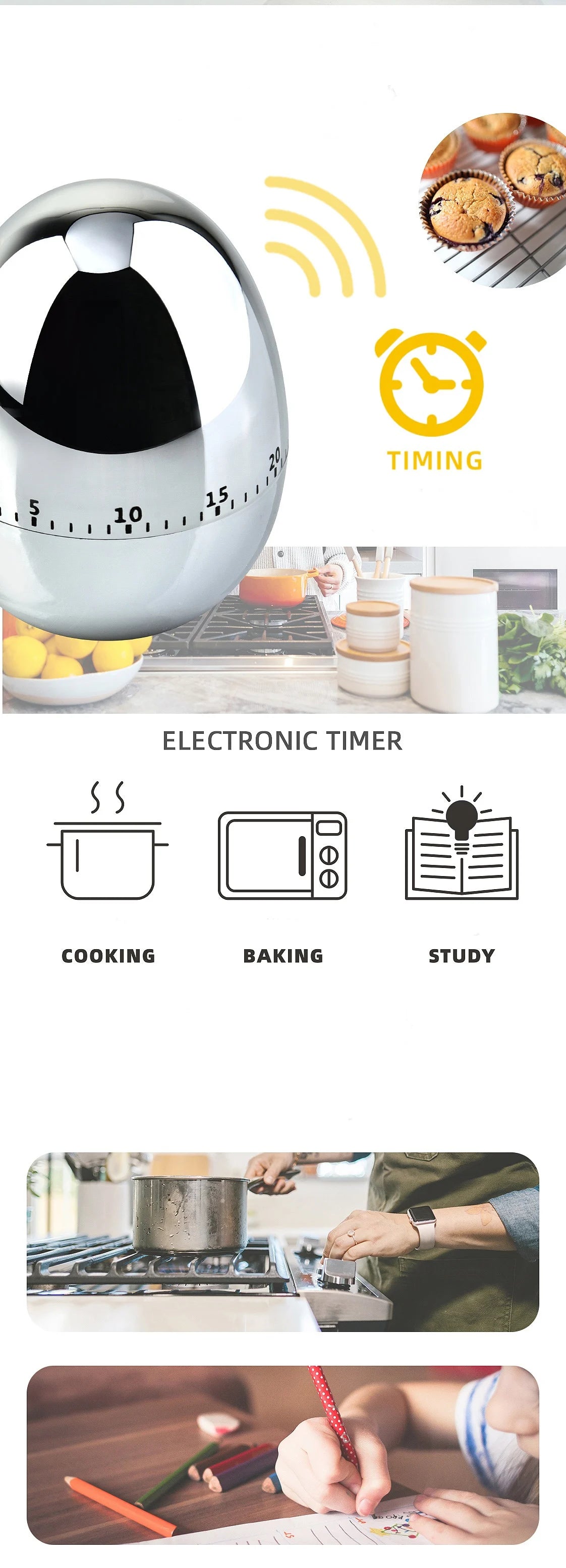 Kunststof kookwekker tot 60 minuten