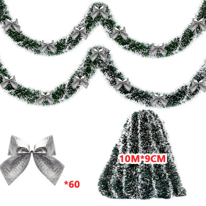Kerstslinger groen tinsel met strikjes