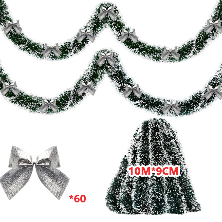 Kerstslinger groen tinsel met strikjes