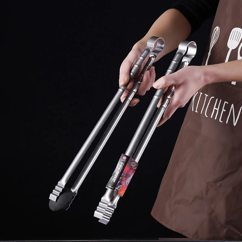 Long BBQ Tongs 45 cm Stainless Steel for Outdoor Cooking