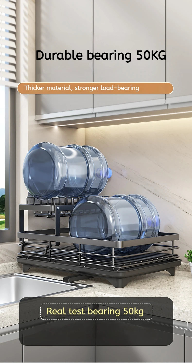 Adjustable Dish Drying Rack Over Sink with Swivel Spout