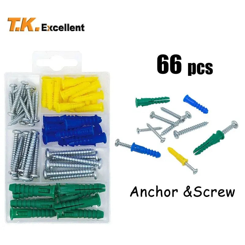 Wandpluggen 66 delig set (pluggen en schroeven)