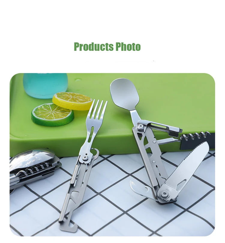 Opvouwbare Bestekset RVS met Blikopener voor Outdoor