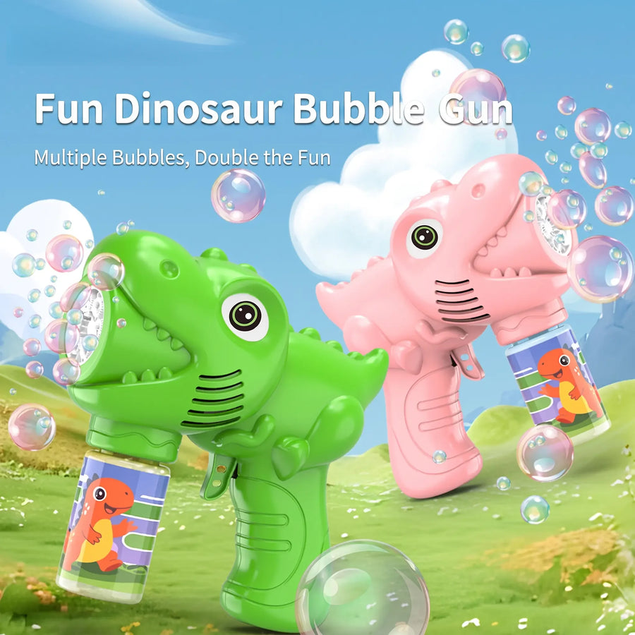 Dinosaur Bubble Machine with Light and 6 Holes – Portable for Outdoor Use
