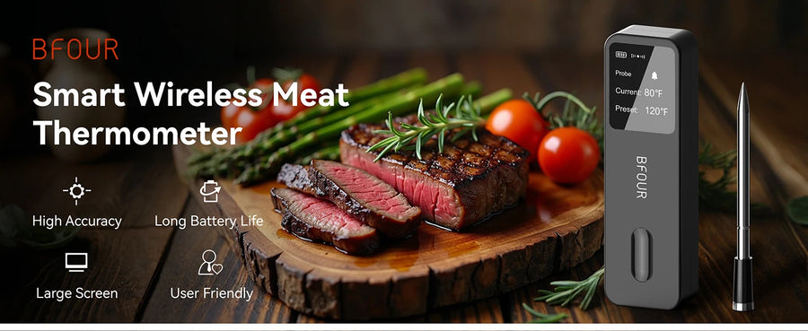 Wireless Bluetooth Meat Thermometer with LCD Screen and Rechargeable Battery