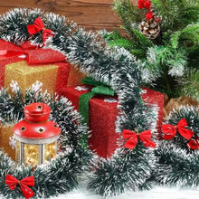 Kerstslinger groen tinsel met strikjes