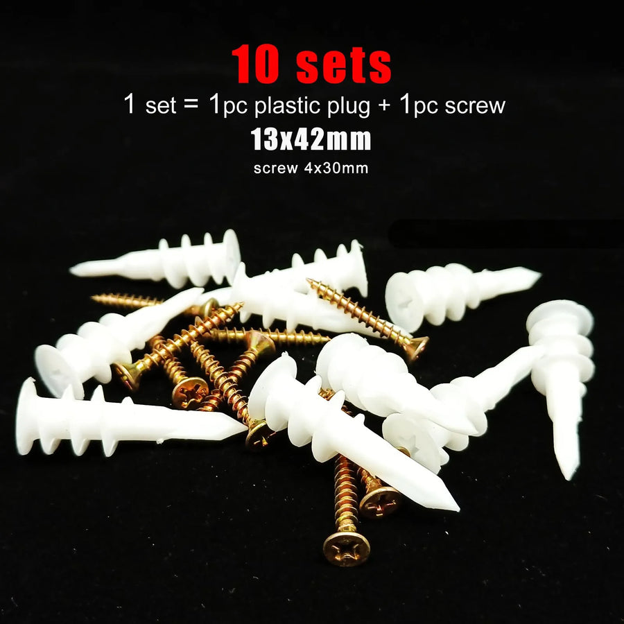 Zelfborende gipsplaatpluggen met schroeven 10 sets