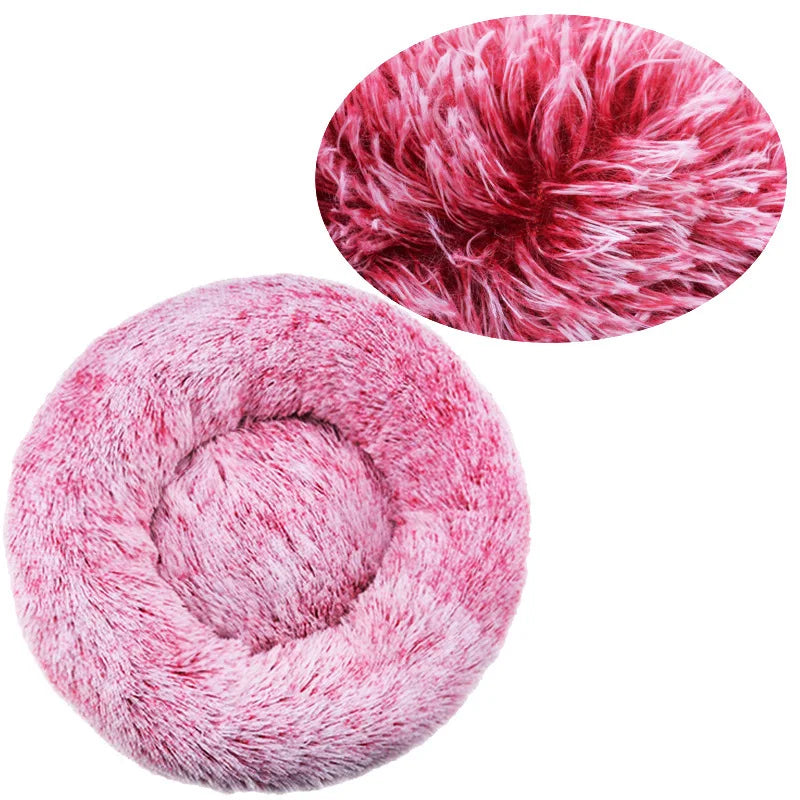 Huisdierbed rond pluche machinewasbaar Ø40-90 cm