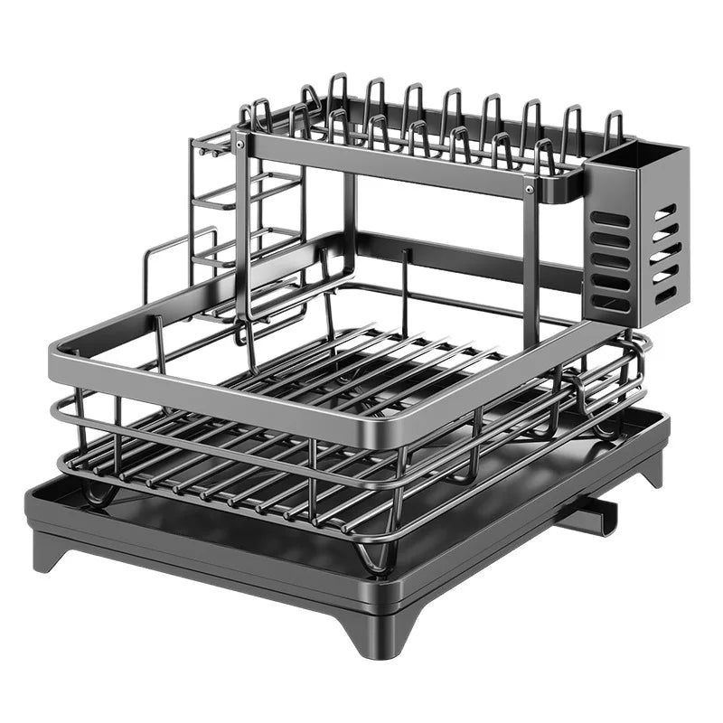 Adjustable Dish Drying Rack Over Sink with Swivel Spout