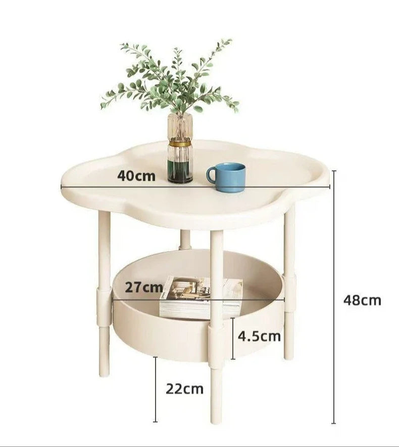 Bijzettafel rond kunststof met opbergruimte