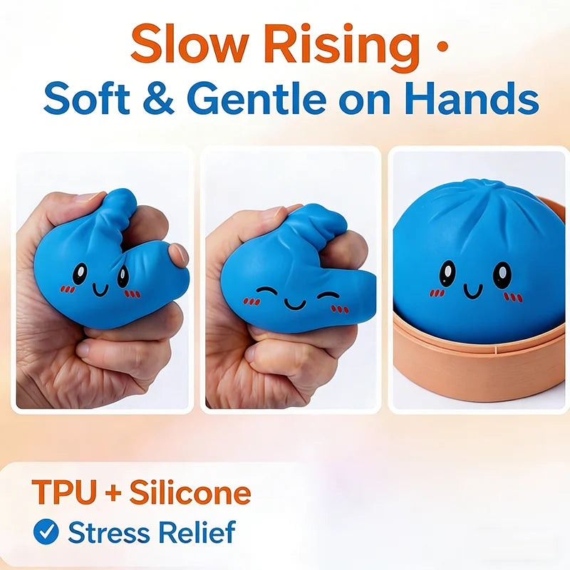 Squishy stressbal dumpling vrolijk gezicht