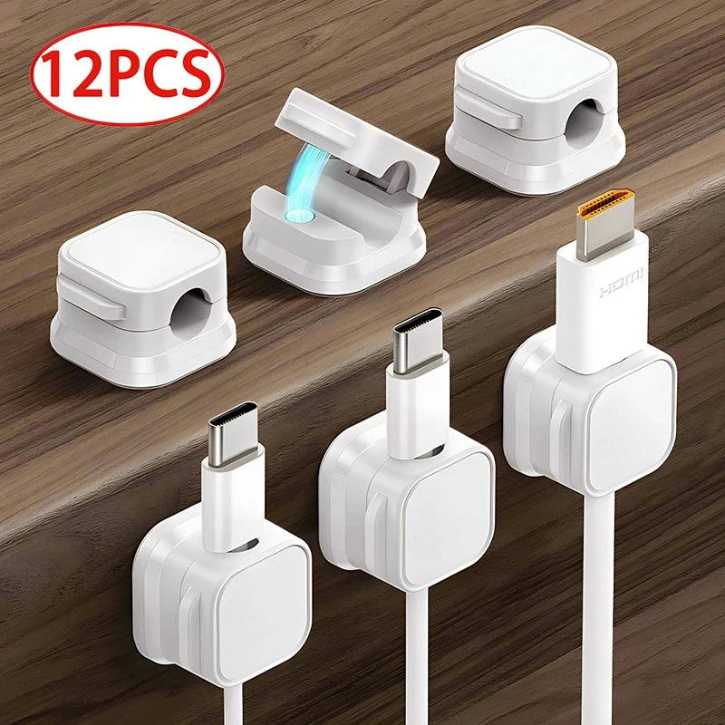 Cable clip with adhesive for desk and wall
