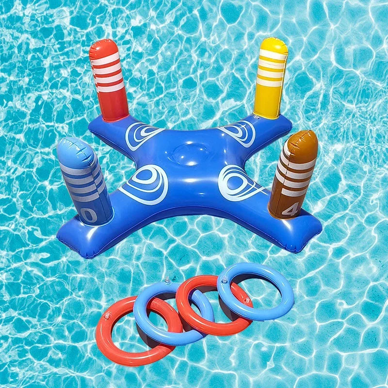 Inflatable Water Basketball & Ring Toss Game for Kids with Ball and Rings