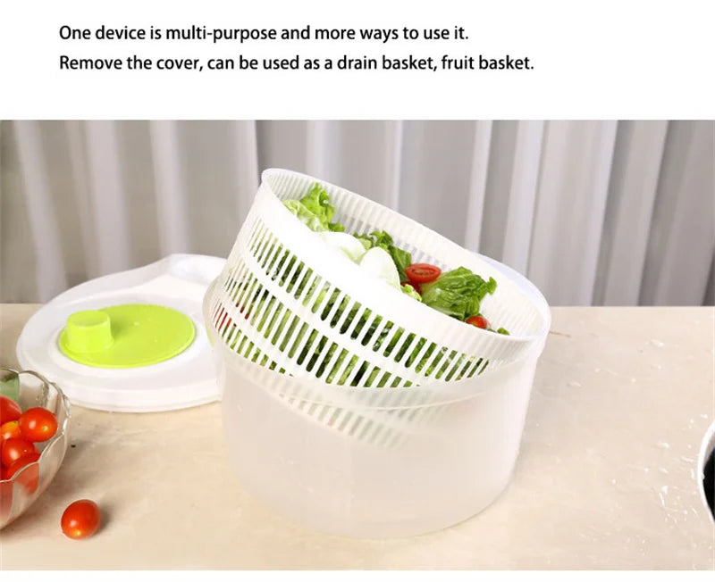 Saladespinner met deksel om groenten te wassen en drogen