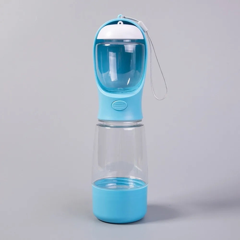 Hondenwaterfles 400ml met voerbakje en poepzakjeshouder