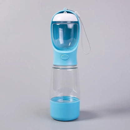 Hondenwaterfles 400ml met voerbakje en poepzakjeshouder