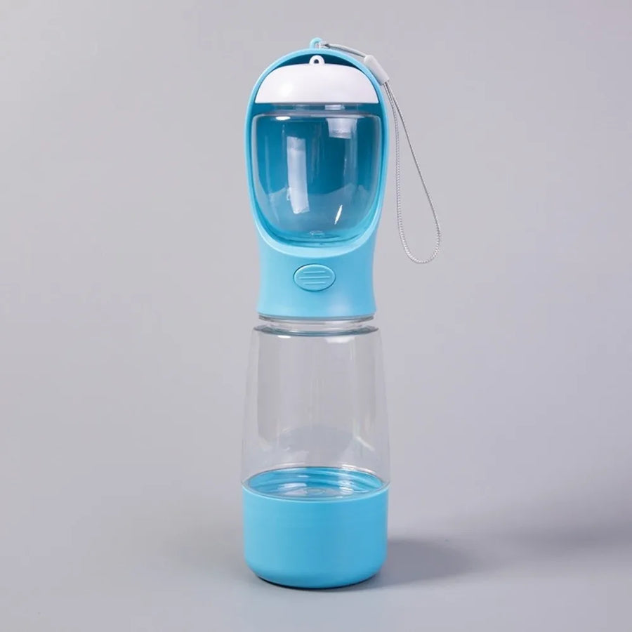 Hondenwaterfles 400ml met voerbakje en poepzakjeshouder