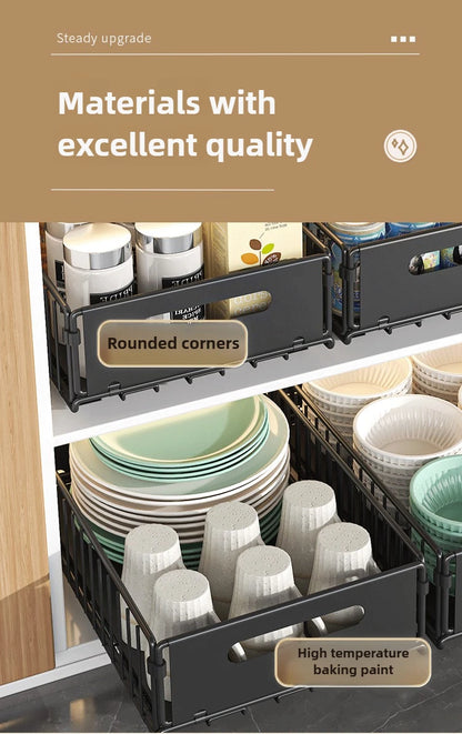 Uittrekbare opbergmand voor diepe kast, zwart