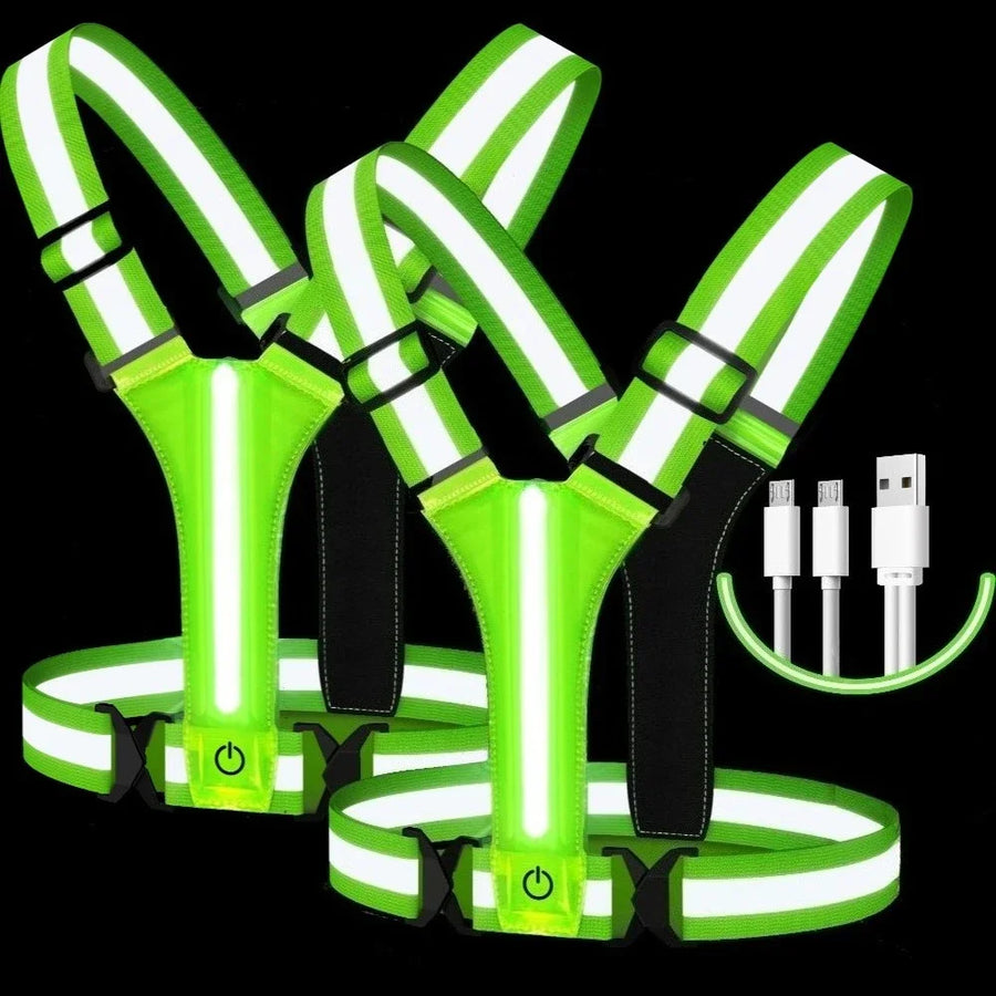 LED Safety Vest USB Rechargeable | High Visibility for Night Sports