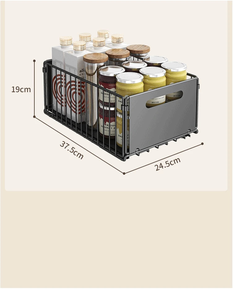 Uittrekbare opbergmand voor diepe kast, zwart
