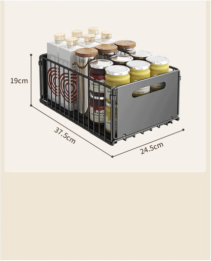 Uittrekbare opbergmand voor diepe kast, zwart