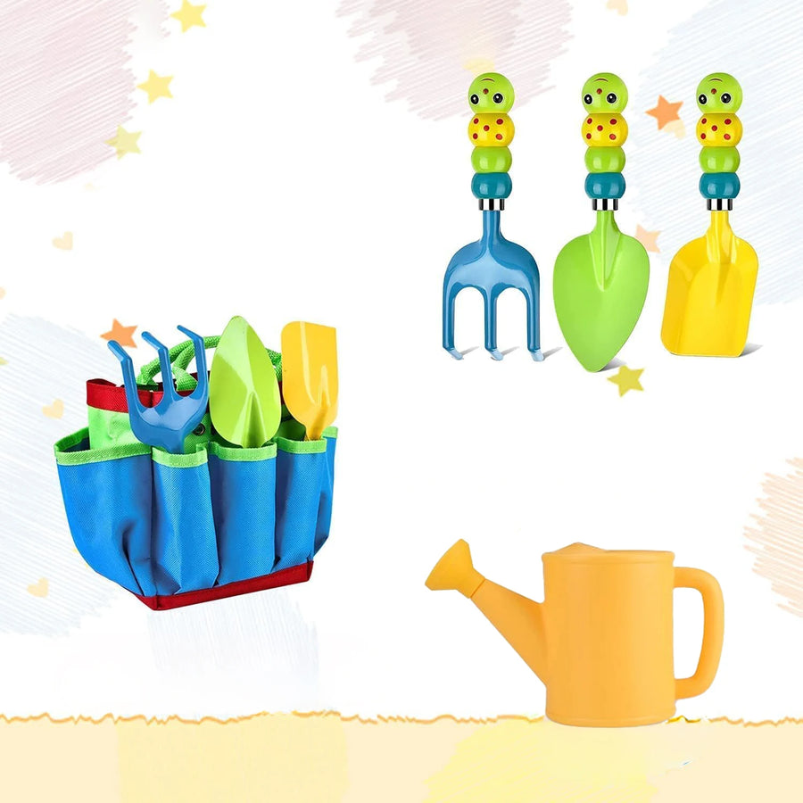 Kindertuingereedschap set rubber schep hark gieter