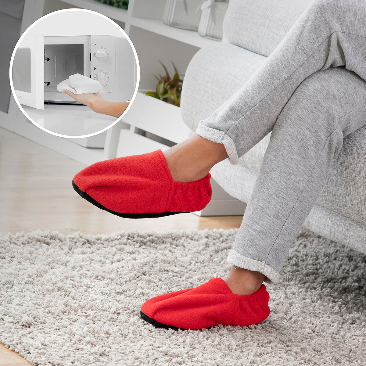 Innovagoods Verwarde Slippers, Op Te Warmen In De Magnetron Innovagoods Rood