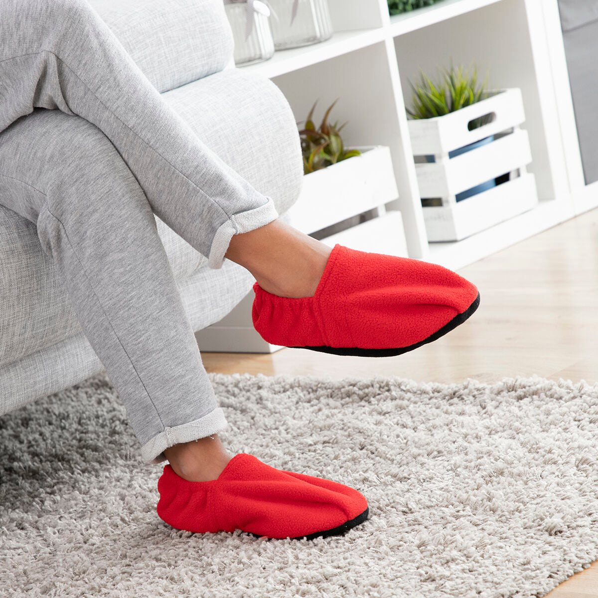 Innovagoods Verwarde Slippers, Op Te Warmen In De Magnetron Innovagoods Rood