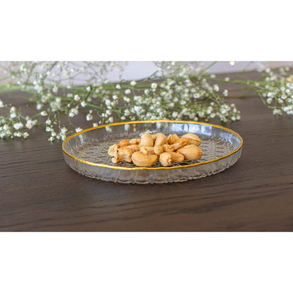 Dessertbord glas 16x16x2 cm transparant goud