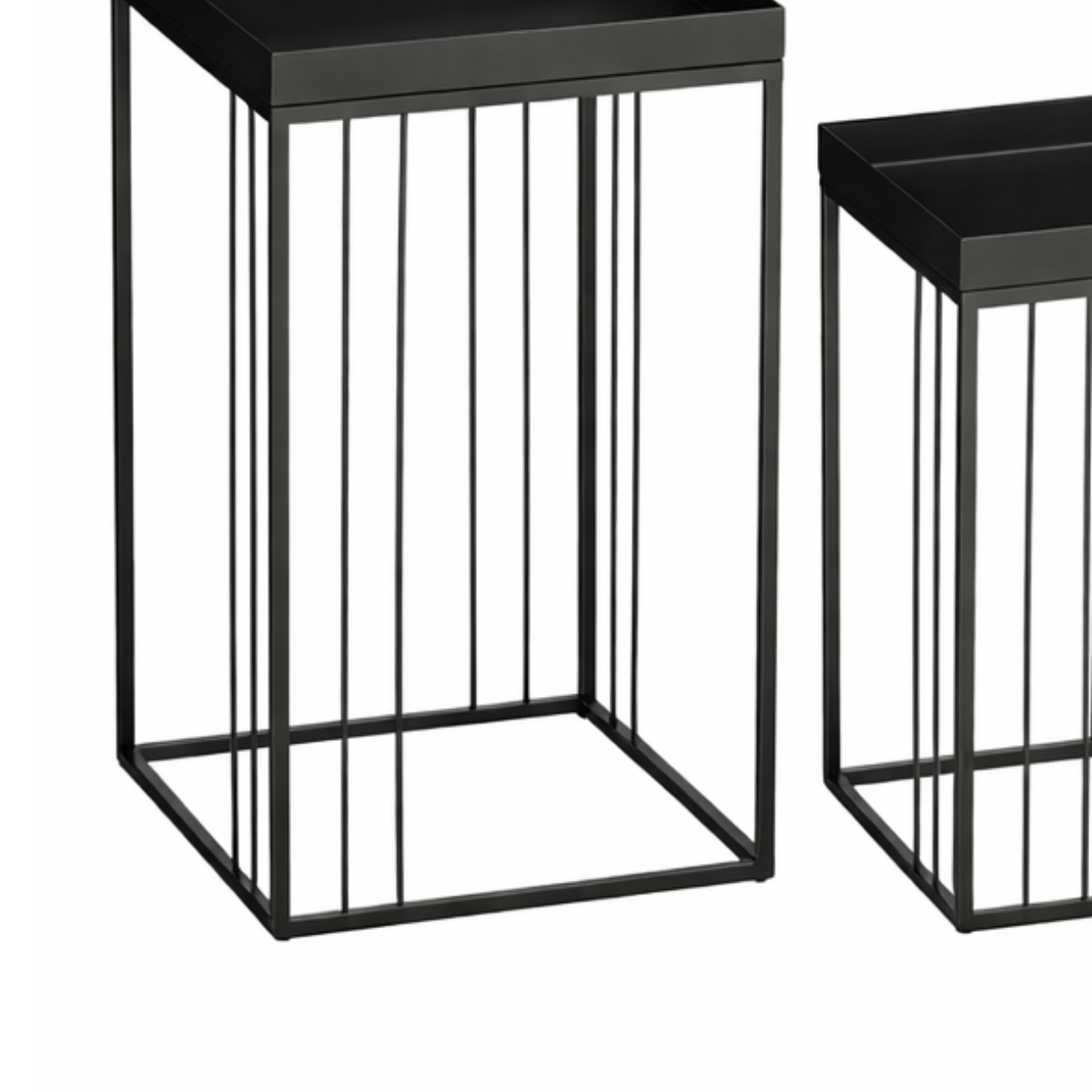 Bijzettafel set 3 stuks zwart ijzer