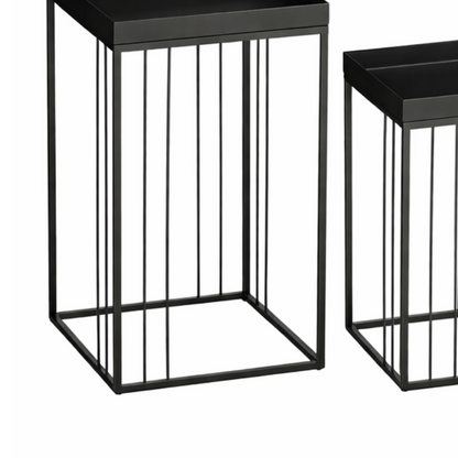 Bijzettafel set 3 stuks zwart ijzer