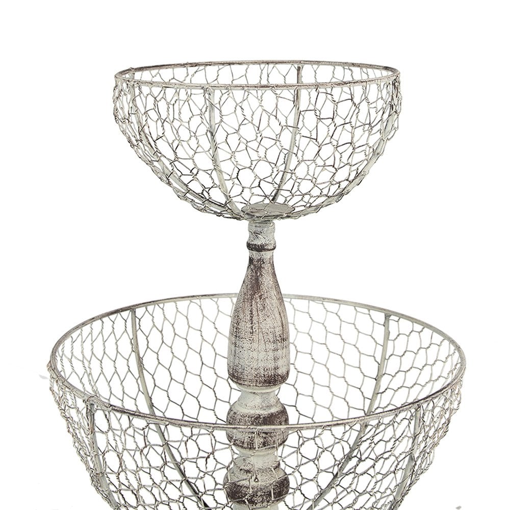Etagère 2 laags Ø 30x44 cm beige ijzer