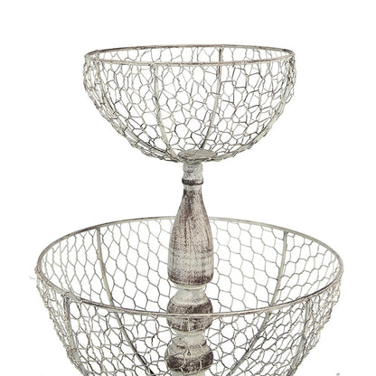 Etagère 2 laags Ø 30x44 cm beige ijzer