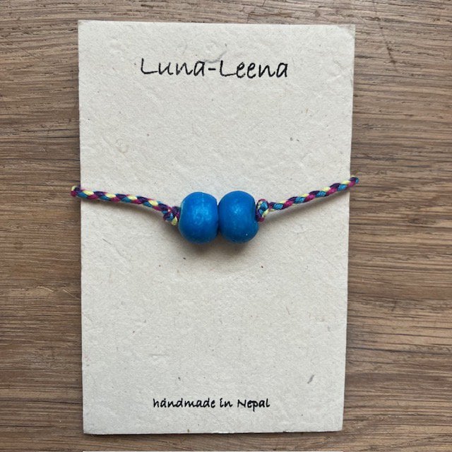 Luna Leena Armband Blauw Nepal Een Maat Duurzaam Uniek
