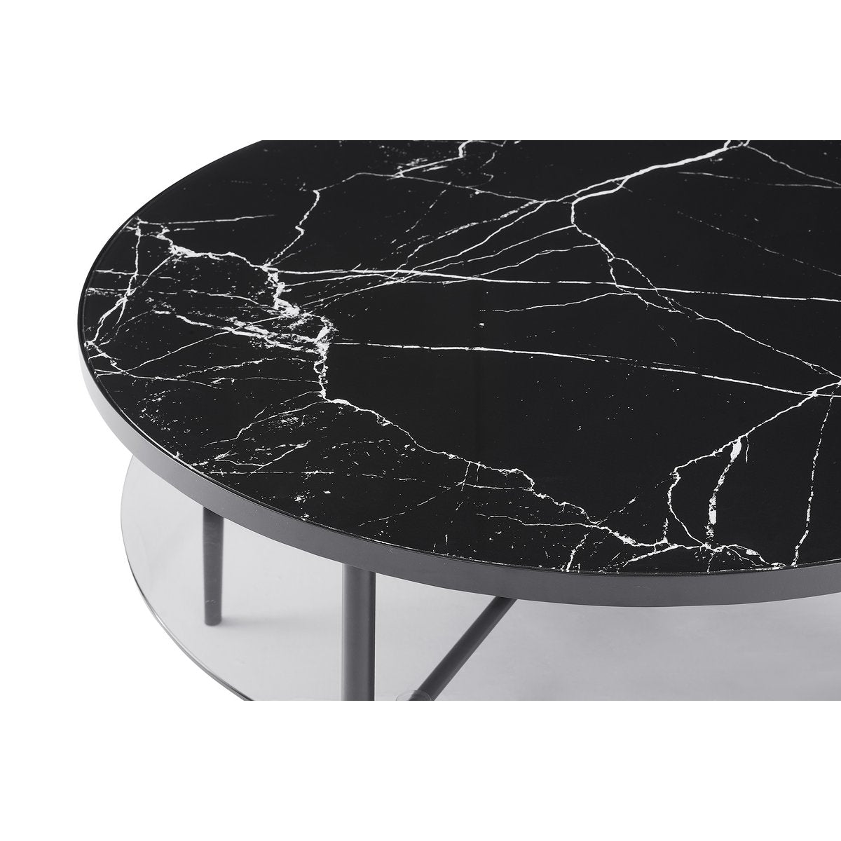 Salontafel rond Ø 81 cm zwart metaal glas