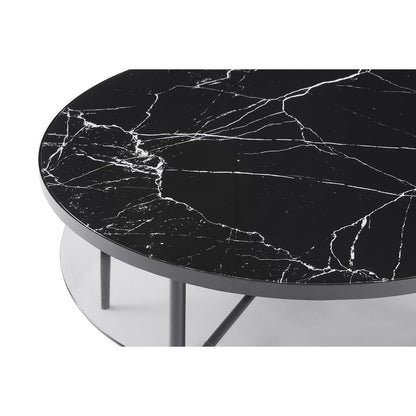 Salontafel rond Ø 81 cm zwart metaal glas