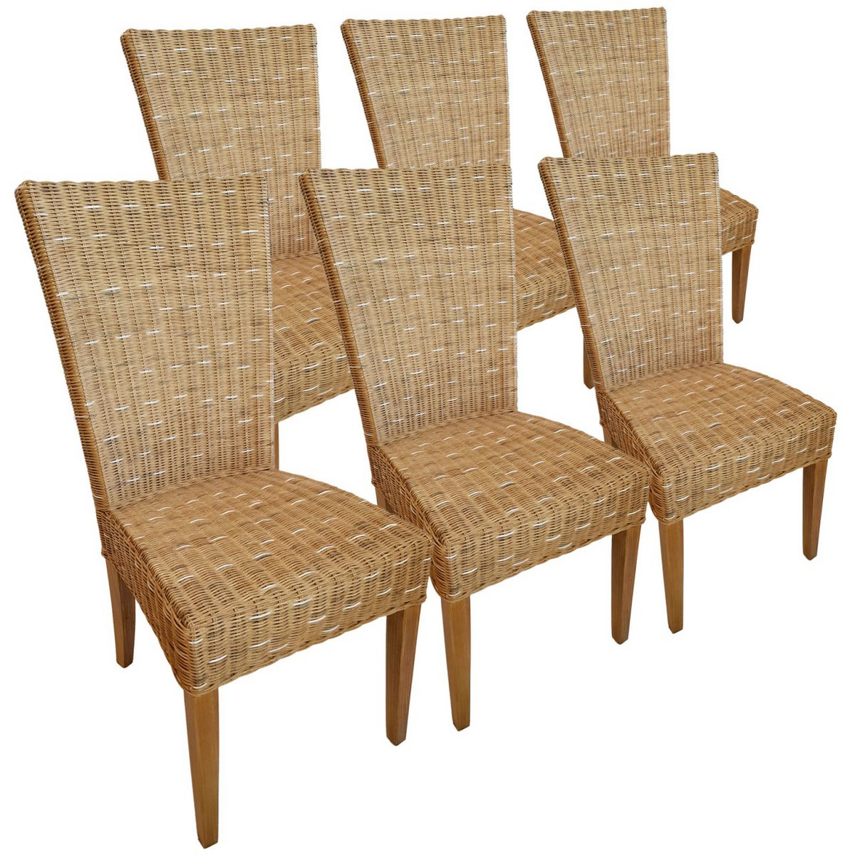 Cardine Rattan Eetkamerstoelen Set Van 6 Cappuccino