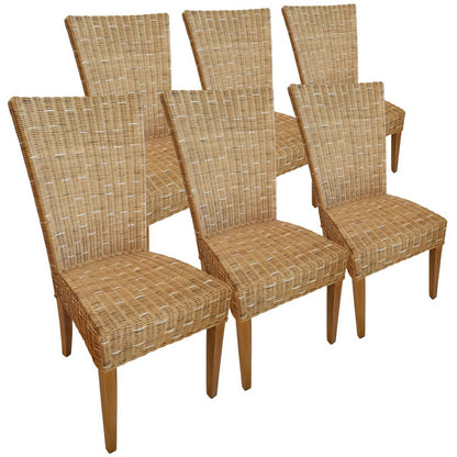 Cardine Rattan Eetkamerstoelen Set Van 6 Cappuccino
