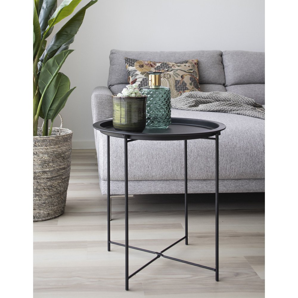 Bijzettafel staal Ø47x50 cm zwart